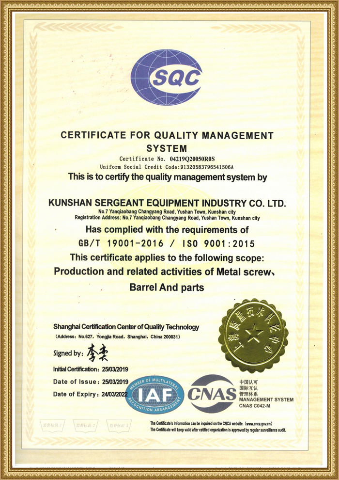 Quality Management System Certi